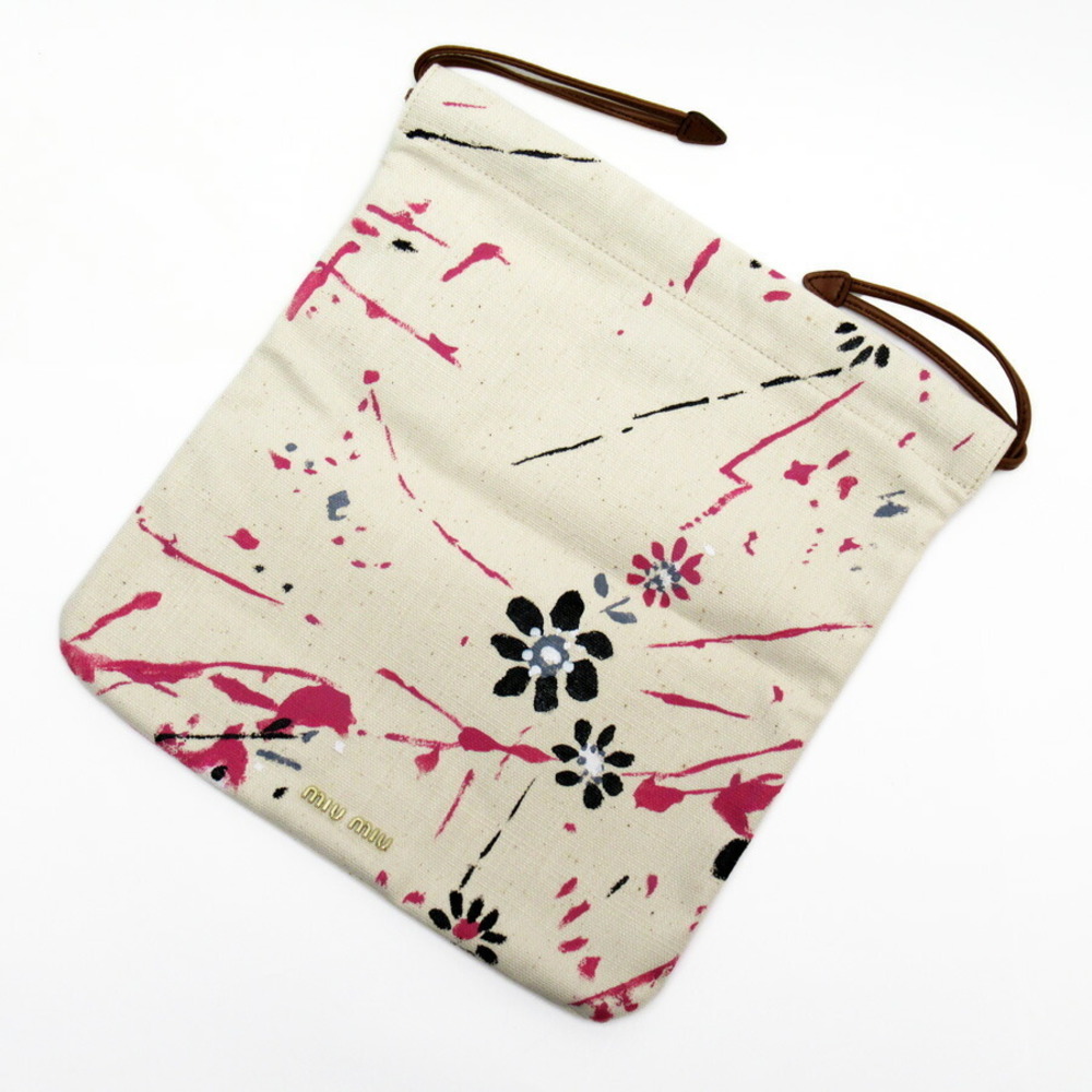 Miu Miu Drawstring Pouch Canvas Pink - image 3